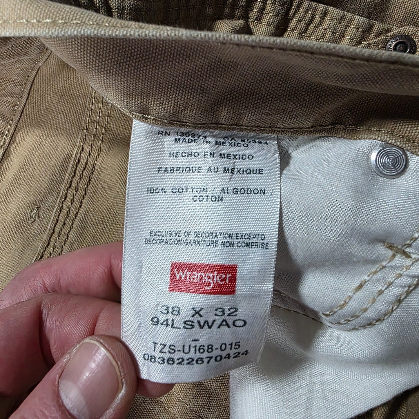 Wrangler Carpenter Jeans Men’s W38 L32 Beige Straight Workwear Utility