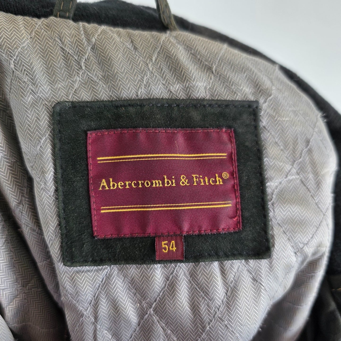 Vintage Abercrombie & Fitch Suede Bomber Jacket Green Mens XL EU 54 Leather