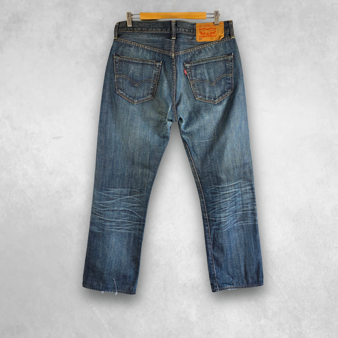 Levi’s 501 Jeans Mens W34 L30 (Tagged W34 L32) Blue Straight Leg Button Fly