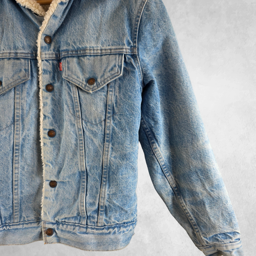 Levi's Sherpa Denim Jacket Men's S Blue Vintage Trucker Fleece Lined