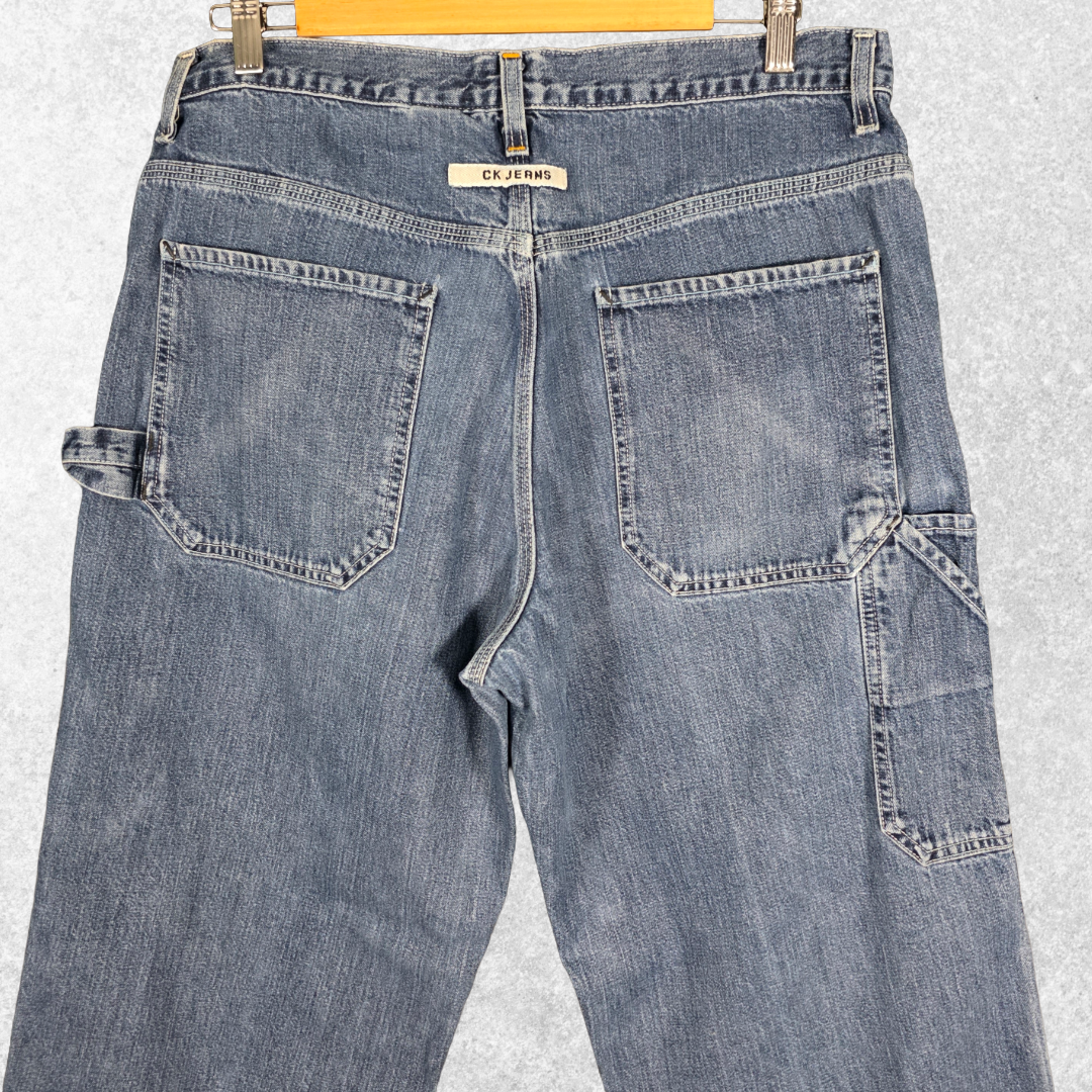 Vintage Calvin Klein Carpenter Jeans W34 L28 (34x30 Tag) Blue Relaxed Men’s