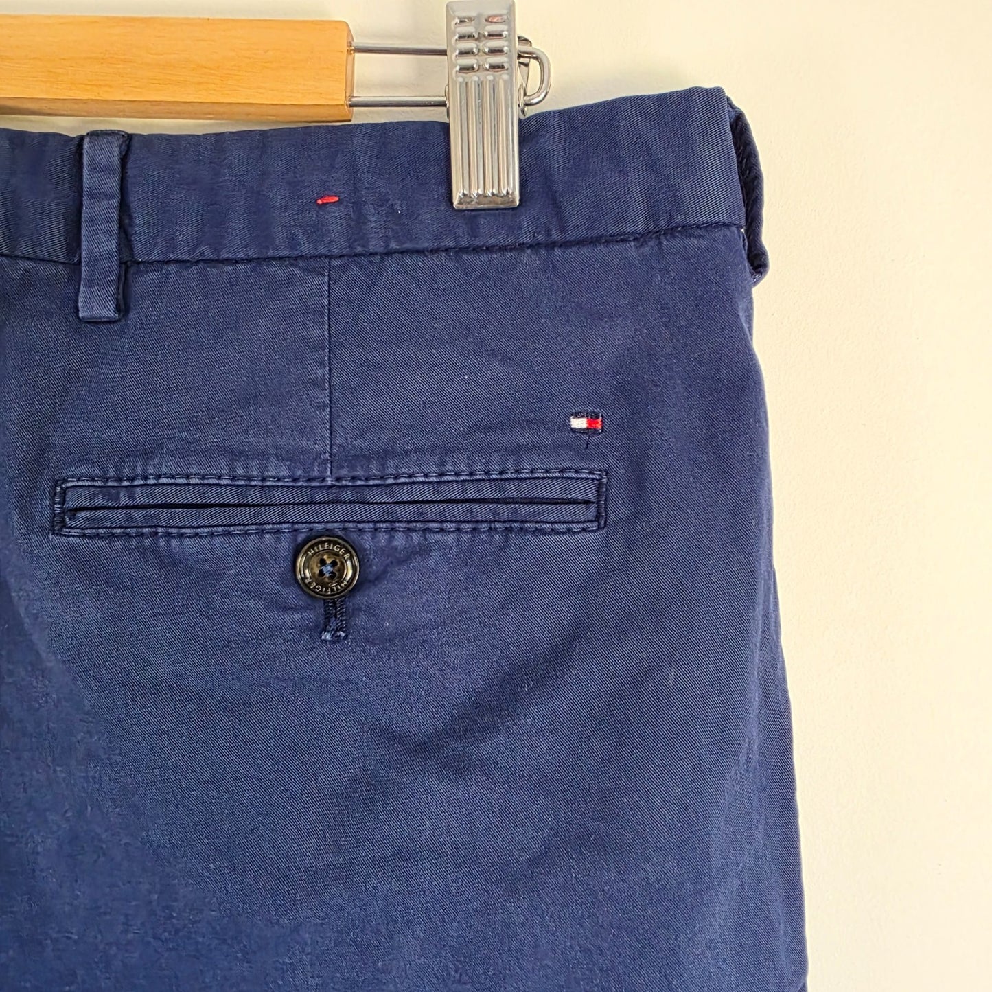 Tommy Hilfiger Chinos W34 L32 Blue Straight Fit Pima Cotton Men's Trousers