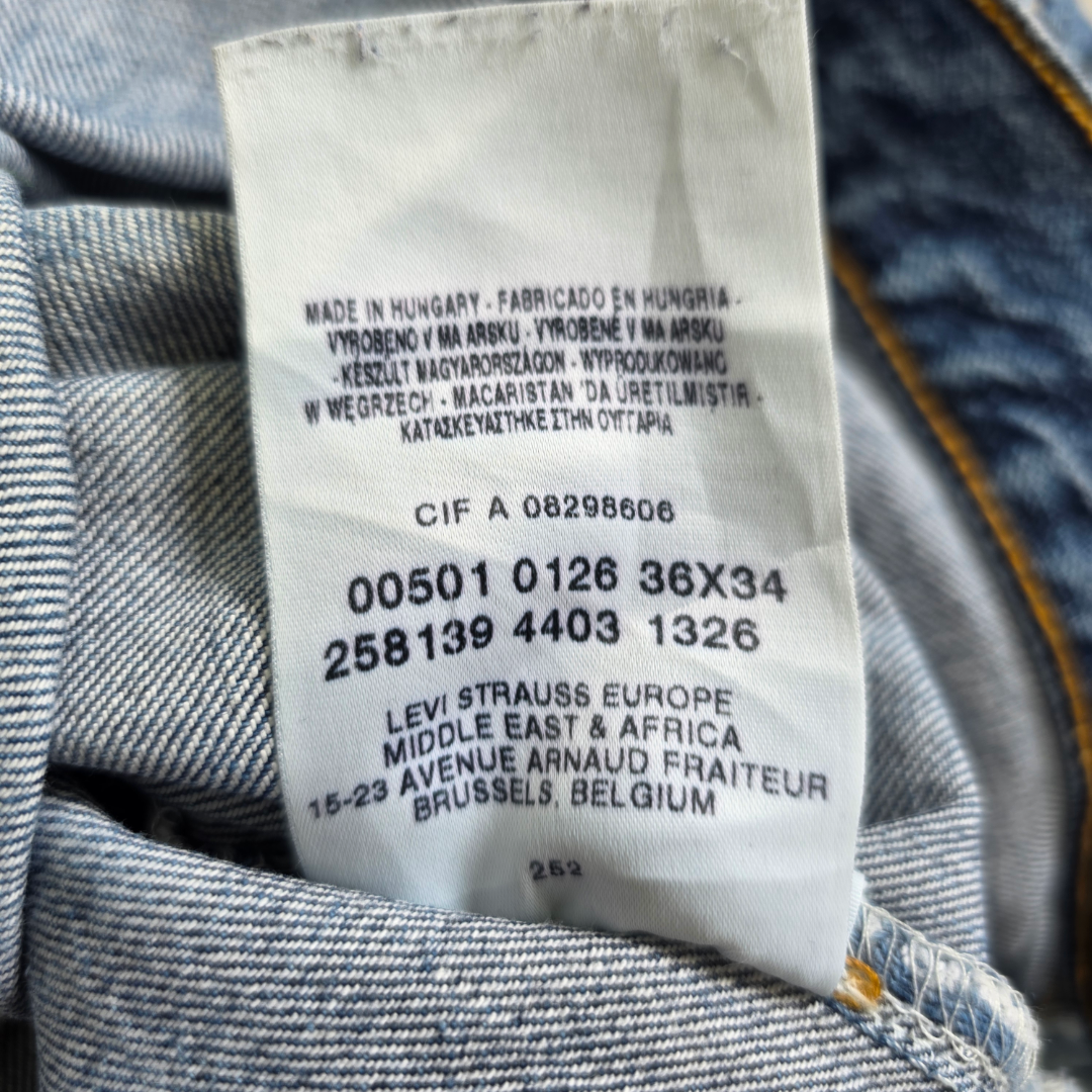 Vintage Levi’s 501 Jeans W34 L33 Men’s Blue Straight Button Fly Workwear Denim