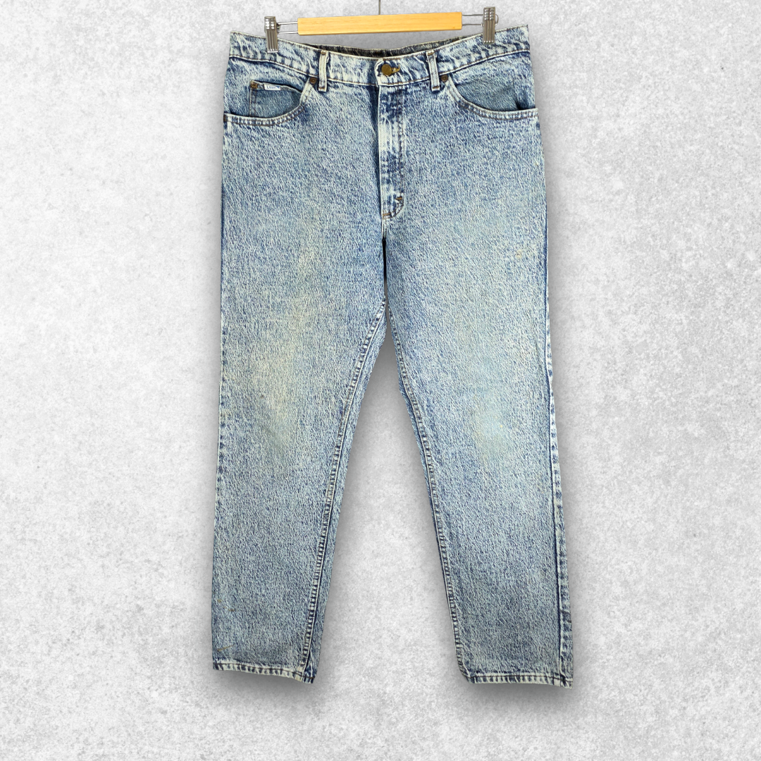 Vintage Lee USA Made Straight Leg Jeans W35 L30 Blue Acid Wash Denim Men’s