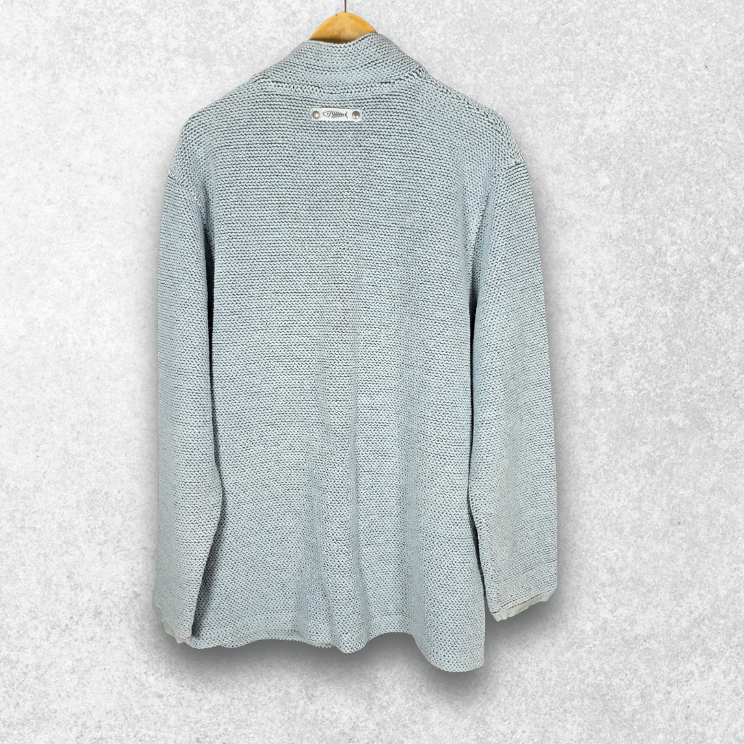 Weird Fish 1/4 Zip Pullover Men’s Medium Blue Textured Knit Sweatshirt