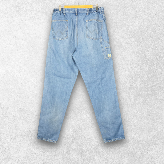 Wrangler Rugged Wear Carpenter Jeans W35 L34 (Tag 36x34) Relaxed Blue Vintage