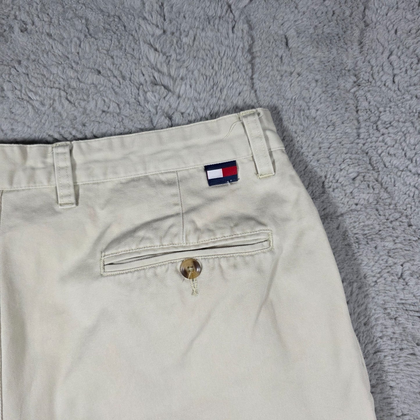 Tommy Hilfiger Beige Pleated Chinos Men’s Straight Fit W36 L32 Vintage Style