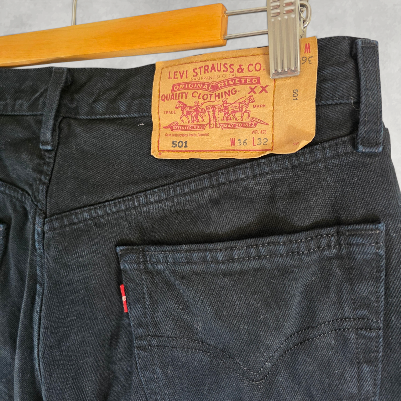 Levi’s 501 Jeans W34 (W36) L31 Black Straight Leg Button Fly Vintage