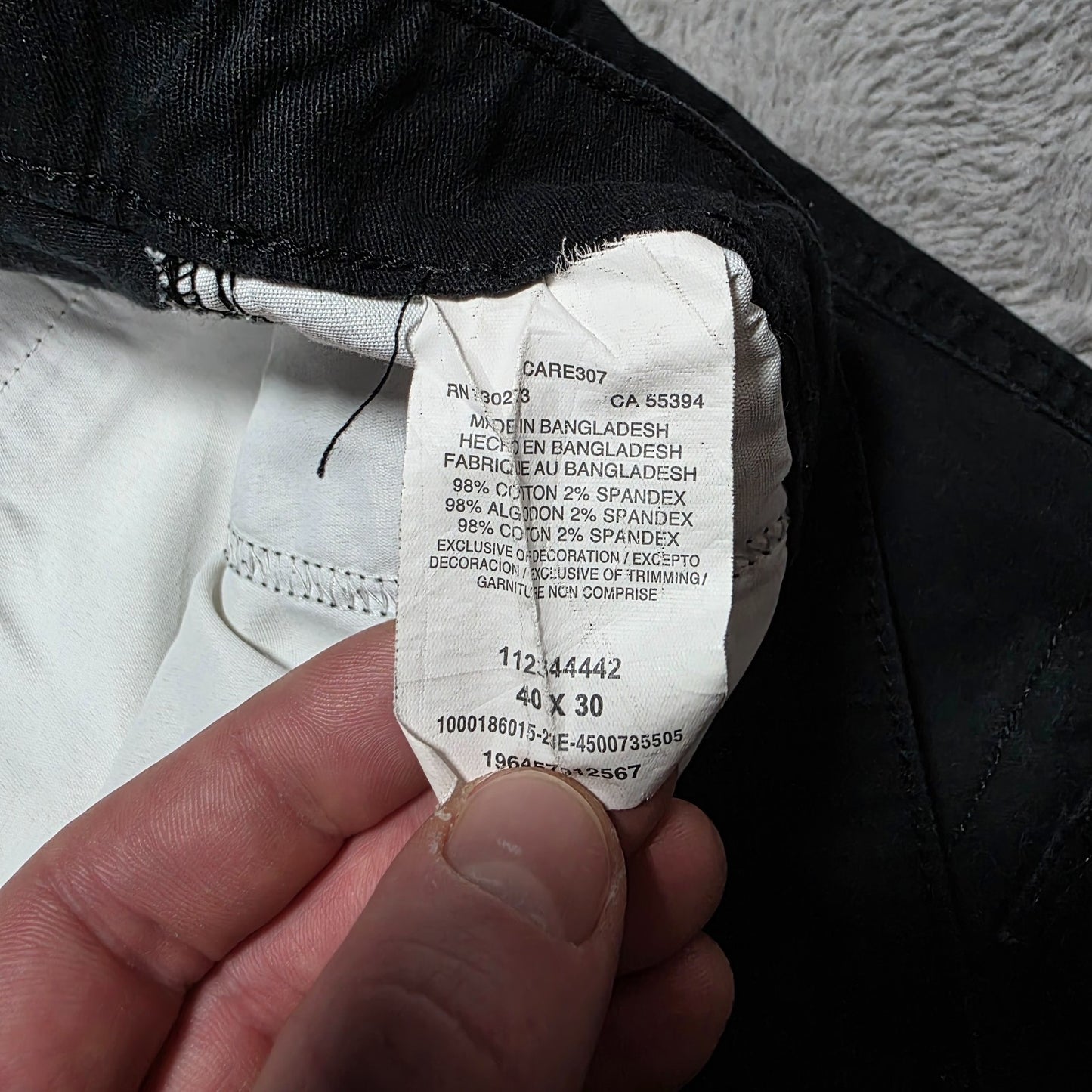 Wrangler Cargo Trousers Black W40 L30 Men’s Regular Taper 98% Cotton Workwear