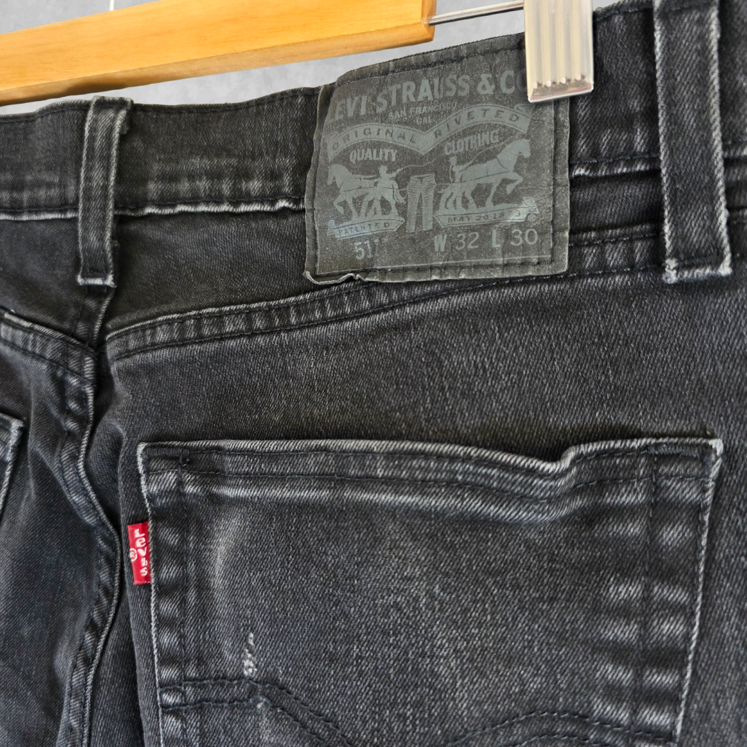 Levi’s 511 Slim Jeans Men’s W30 L29 Black Washed Denim Stretch Modern Fit