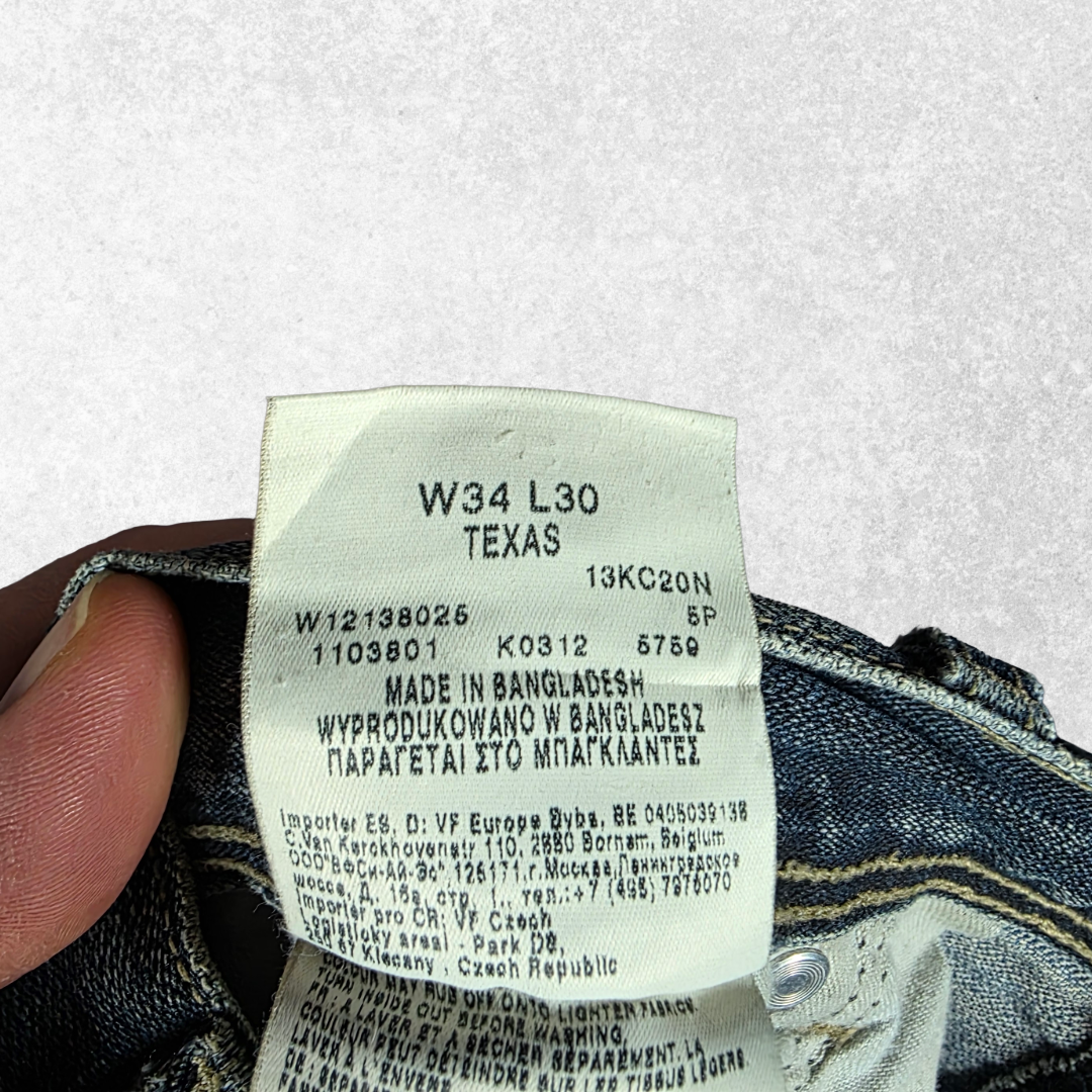 Wrangler Texas Jeans W34 L30 Blue Straight Fit Denim Men's Classic Cotton