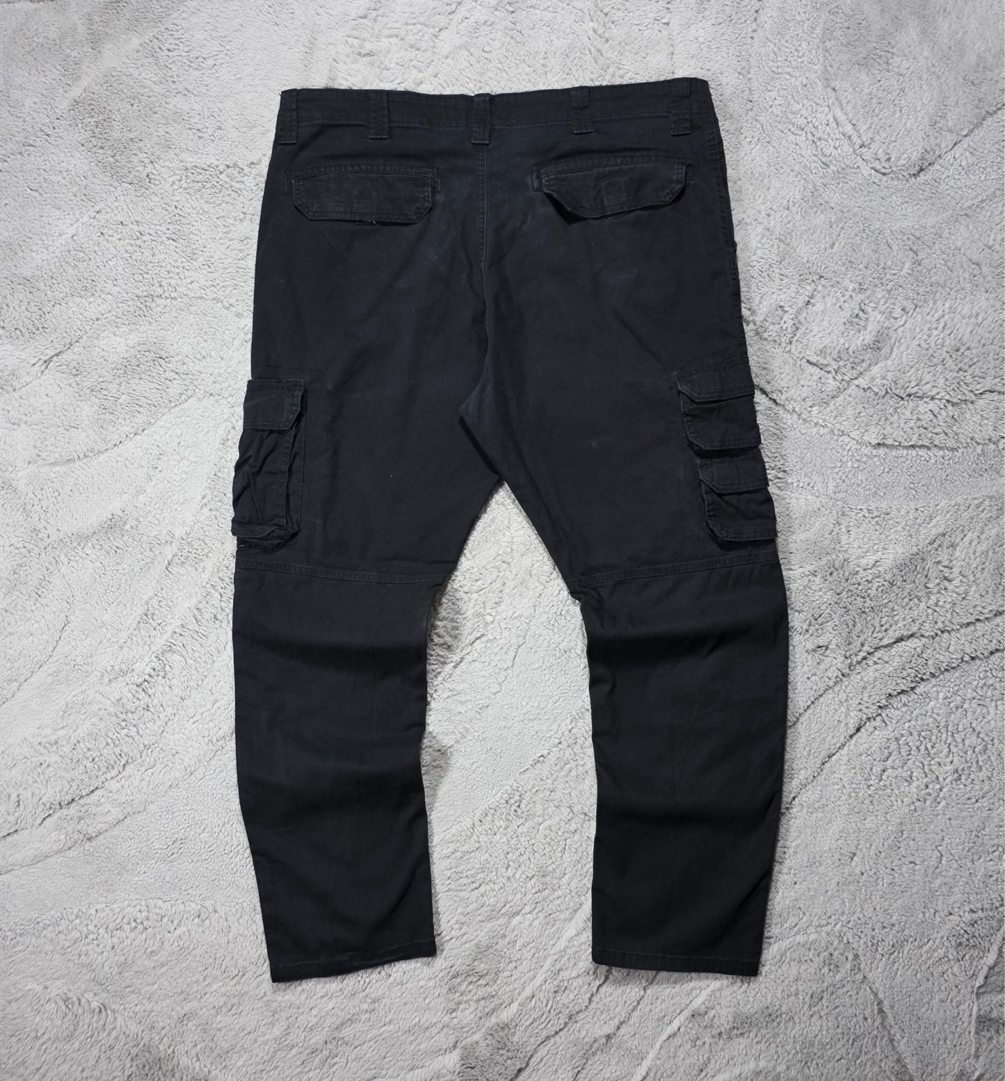 Wrangler Cargo Trousers Black W40 L30 Men’s Regular Taper 98% Cotton Workwear