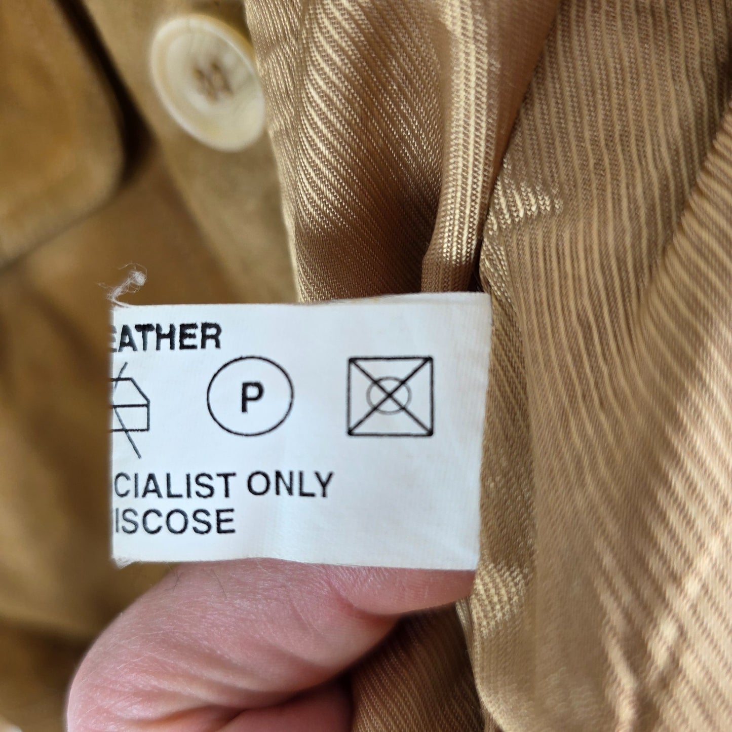 Vintage Suede Bomber Jacket Beige Mens L EU 50 Leather Classic Ribbed
