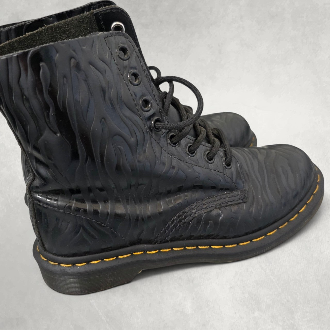 Dr Martens 1460 Pascal Zebra Emboss Boots UK 5 EU 38 Black Leather Chunky Grunge