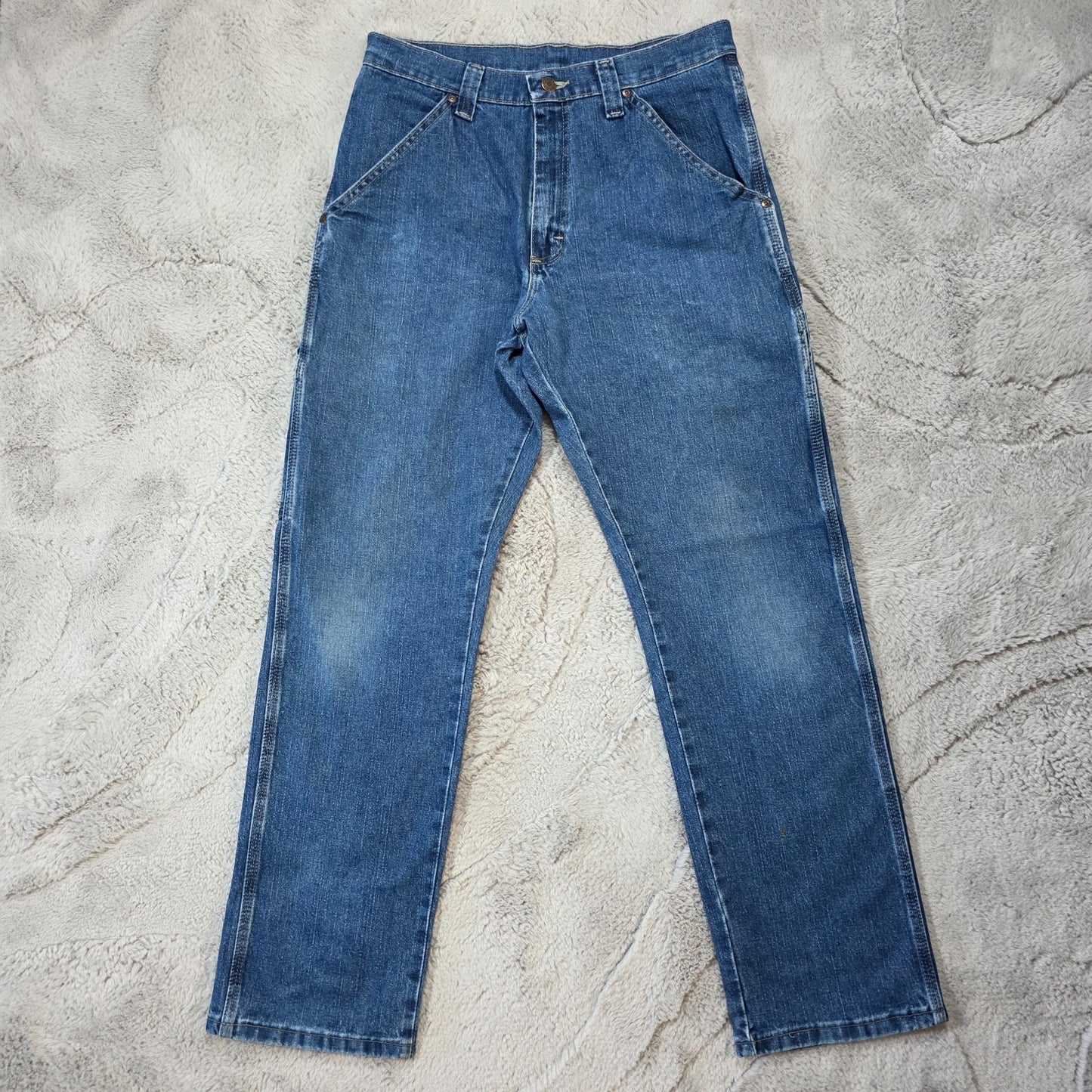 Wrangler carpenter straight leg blue denim jeans W30 L32 made in Mexico workwear