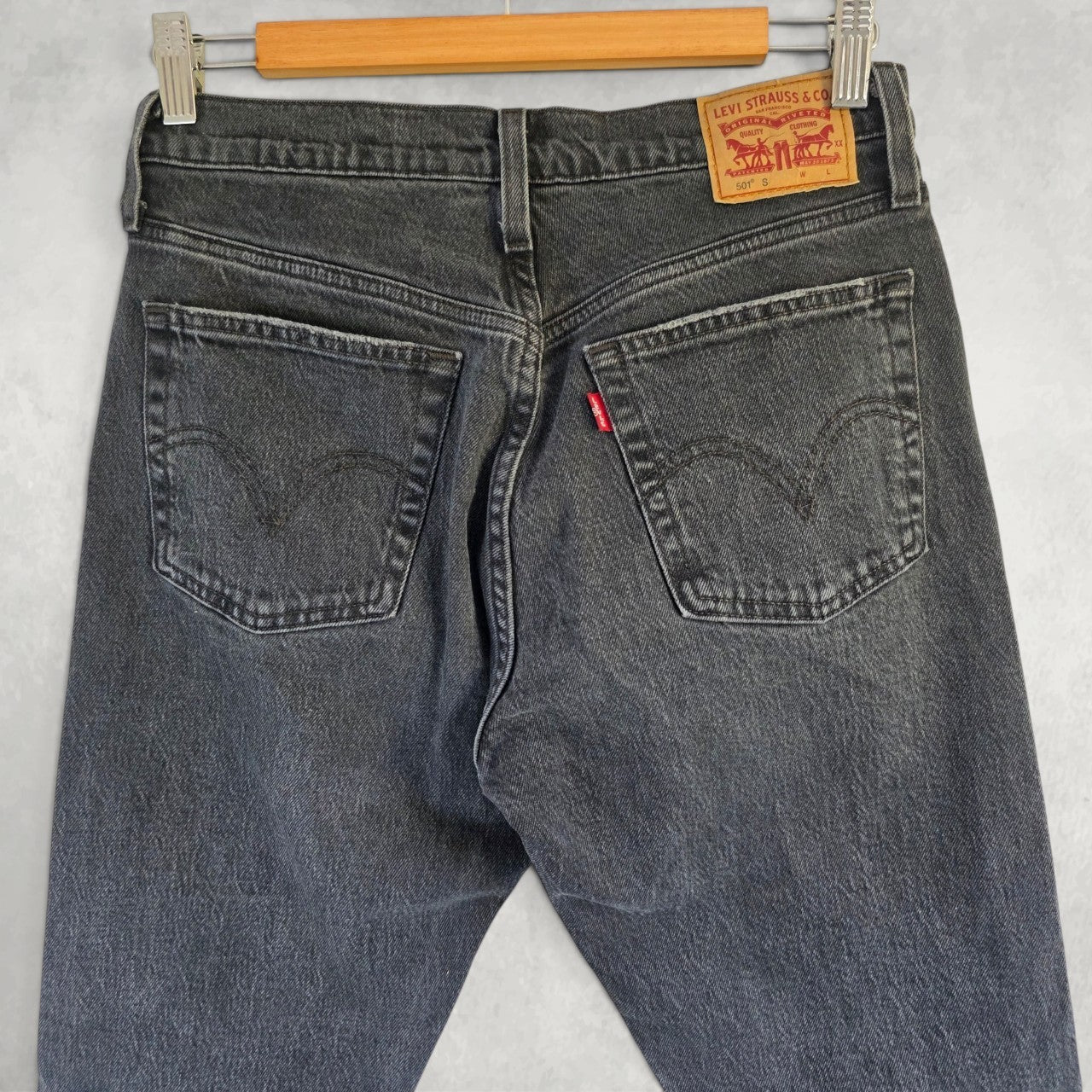 Levi’s 501 S Skinny Jeans W27 L28 Black Faded Stretch Denim Women’s High Rise