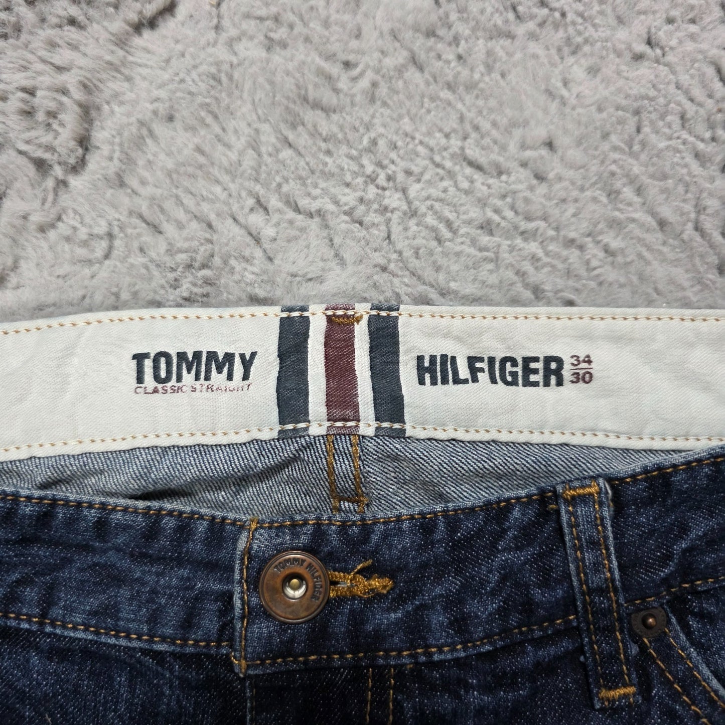 Tommy Hilfiger Classic Straight Blue Denim Jeans W34 L30 Made in Mexico