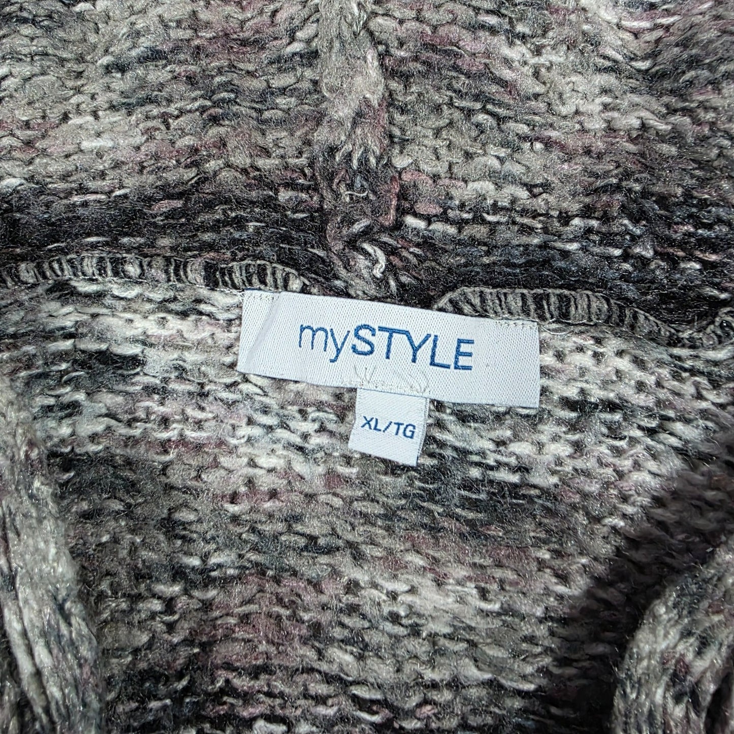 Vintage My Style Hooded Knit Cardigan Women’s XL Grey Marl Acrylic