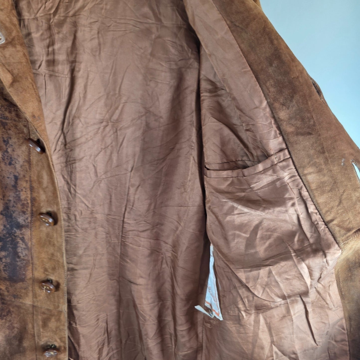 Vintage East German DDR Suede Jacket Brown Workwear Coat VEB Lederbekleidung