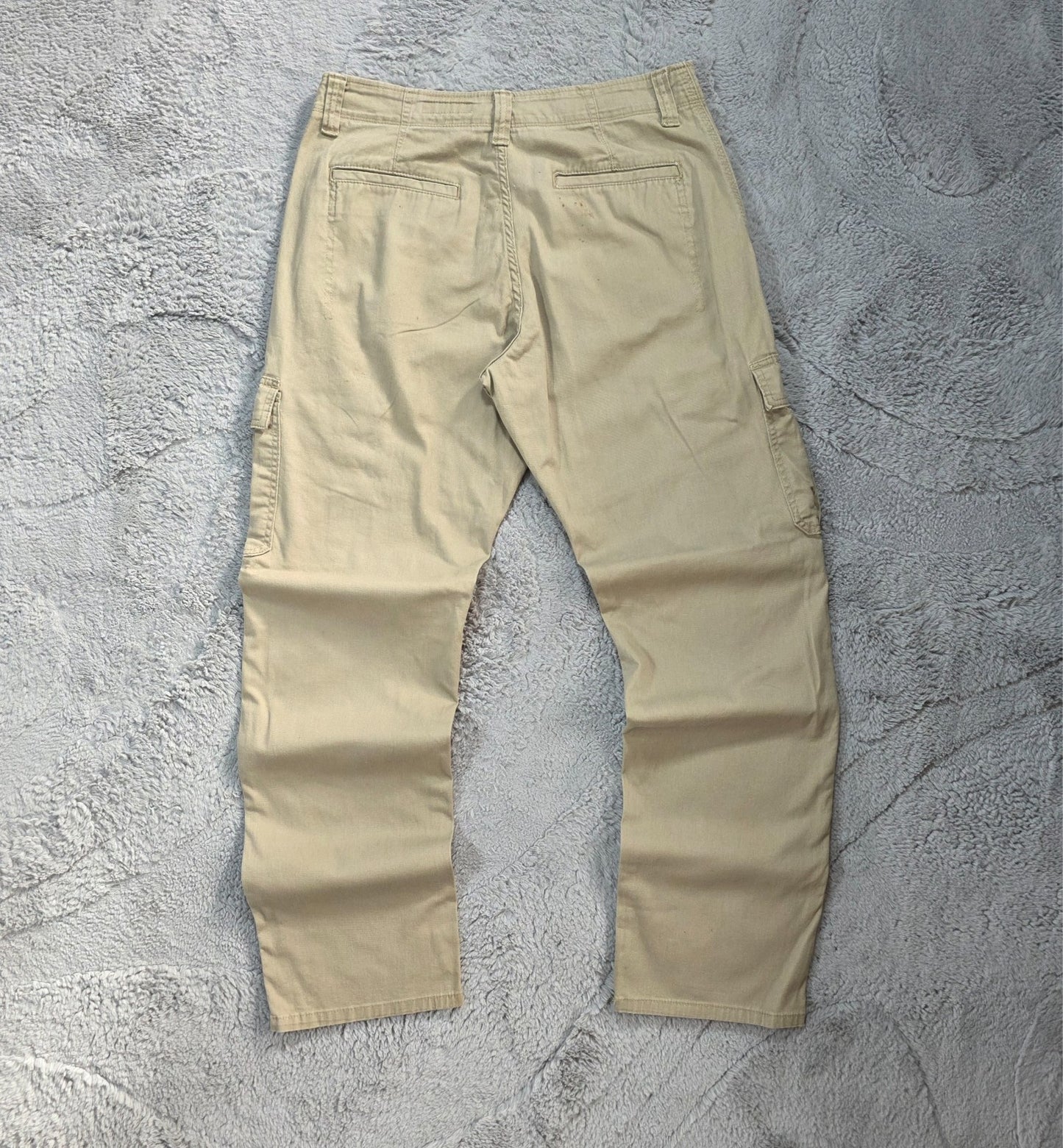 Wrangler Cargo Trousers Beige Relaxed Fit Men’s W32 L34 Stretch Utility