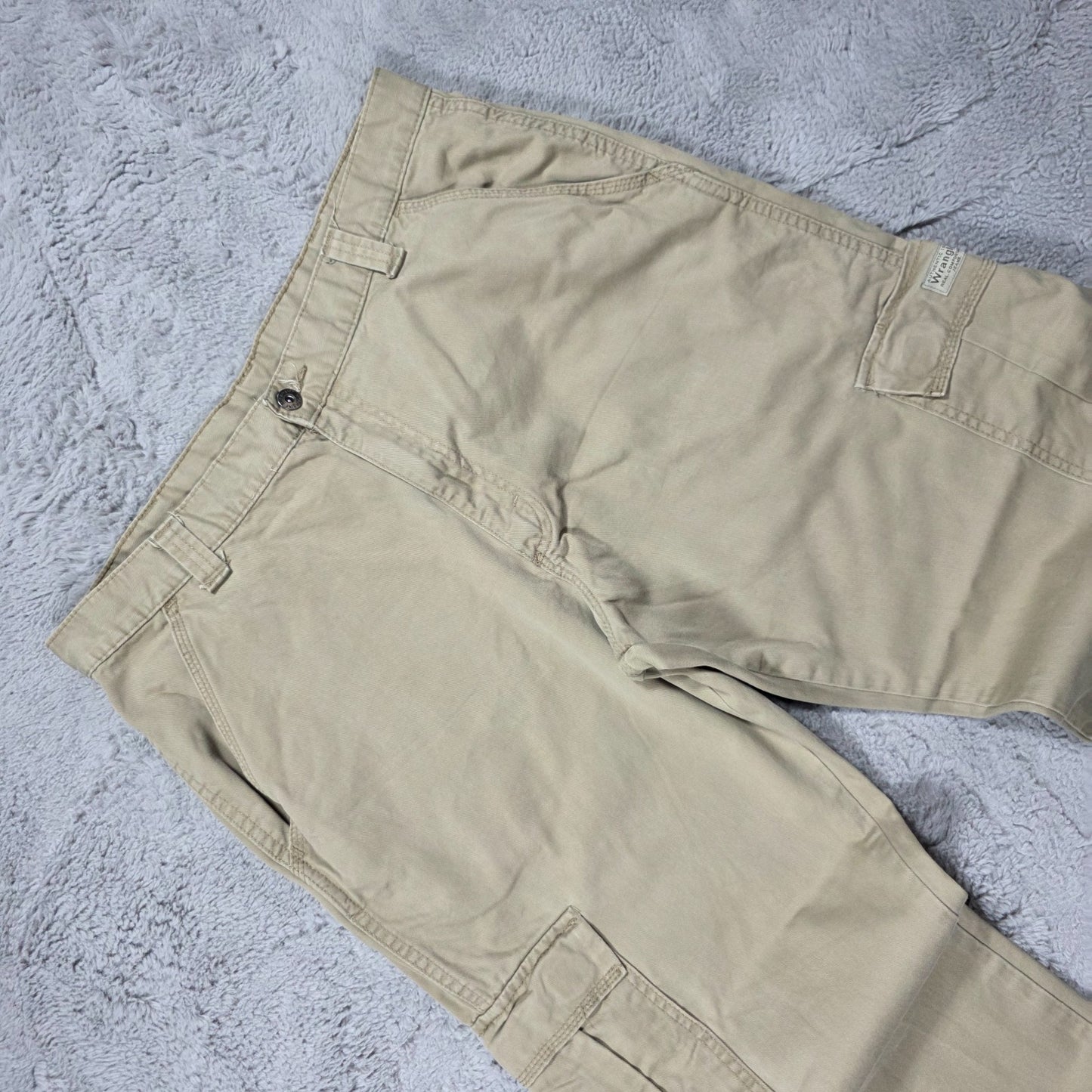 Wrangler Cargo Trousers Beige Men’s Straight Fit W36 L30 100% Cotton Workwear