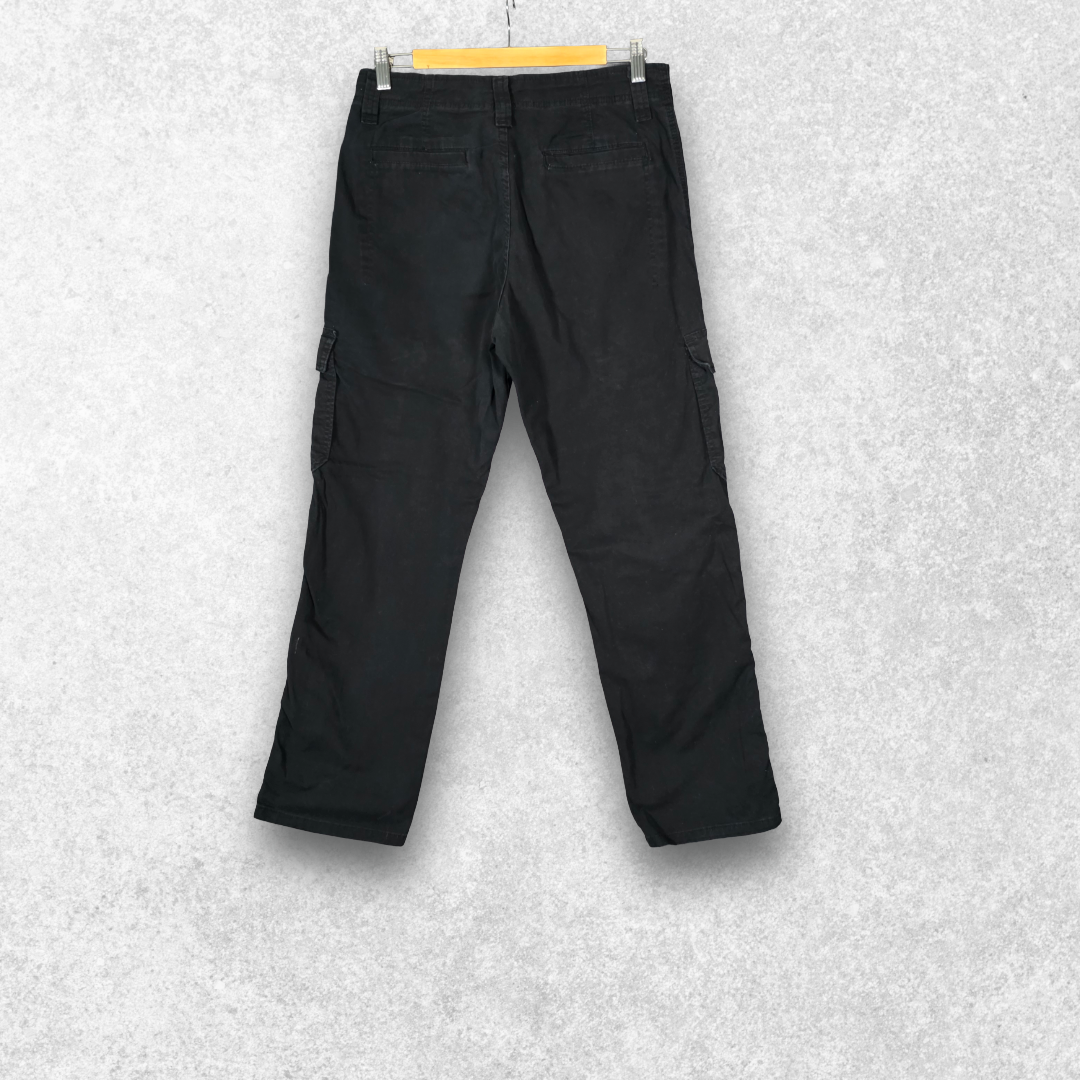 Wrangler Cargo Trousers W30 L30 Black Relaxed Fit Stretch Cotton Men’s