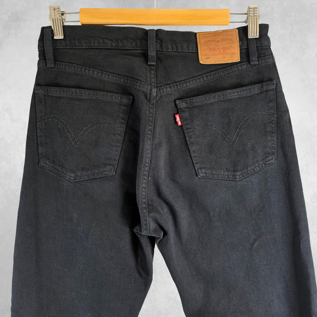 Levi’s 501 Jeans Women’s W28 L28 Black Straight Leg Mid High Rise Denim