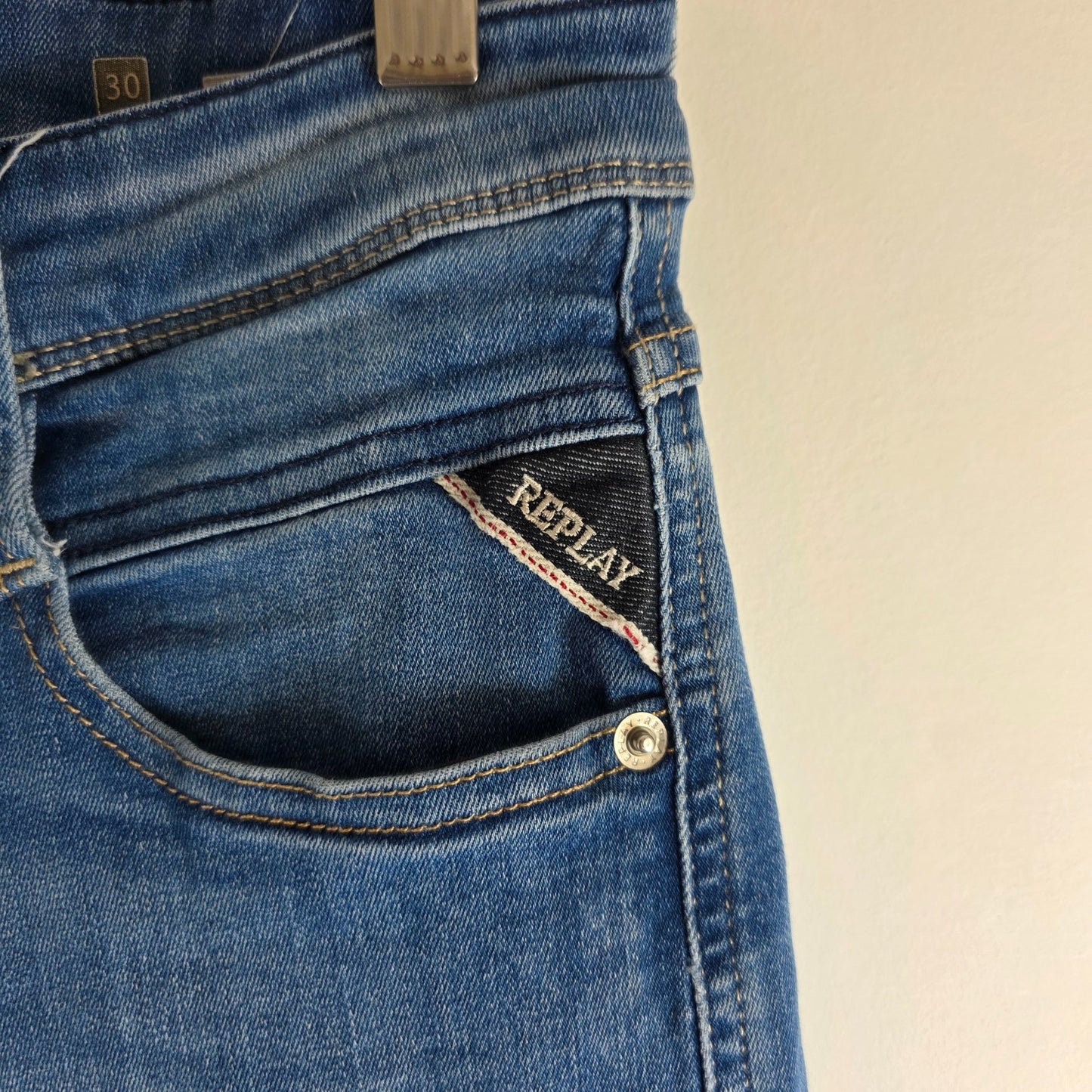 Replay Anbass Slim Fit Jeans Blue W30 L30 Men’s Stretch Denim Casual
