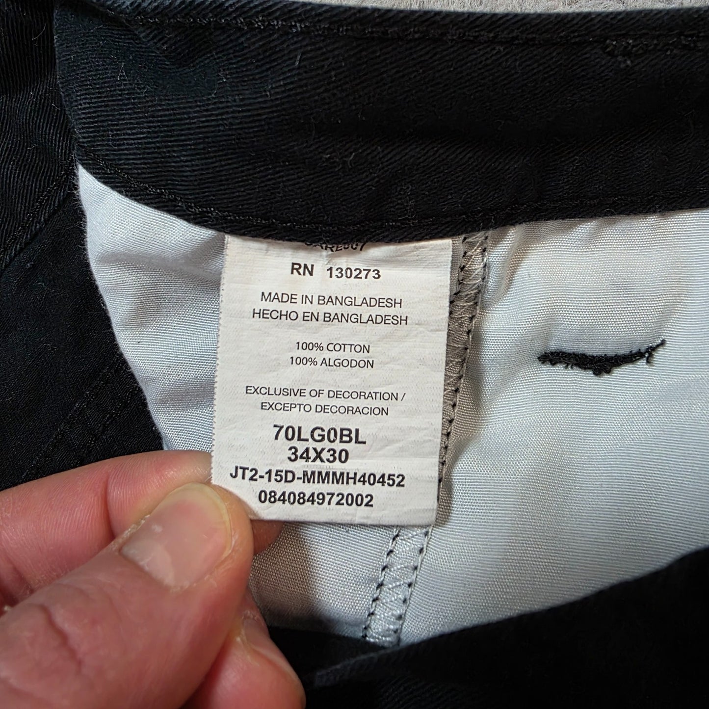 Wrangler Cargo Trousers Black Men’s Straight W34 L30 100% Cotton Utility