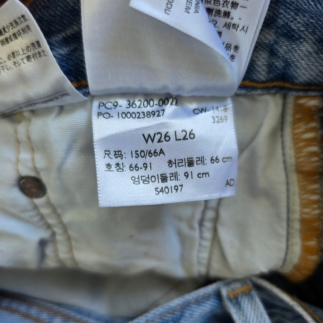 Levis 501 Womens Jeans W26 L26 Blue Straight Leg Denim Button Fly High Rise
