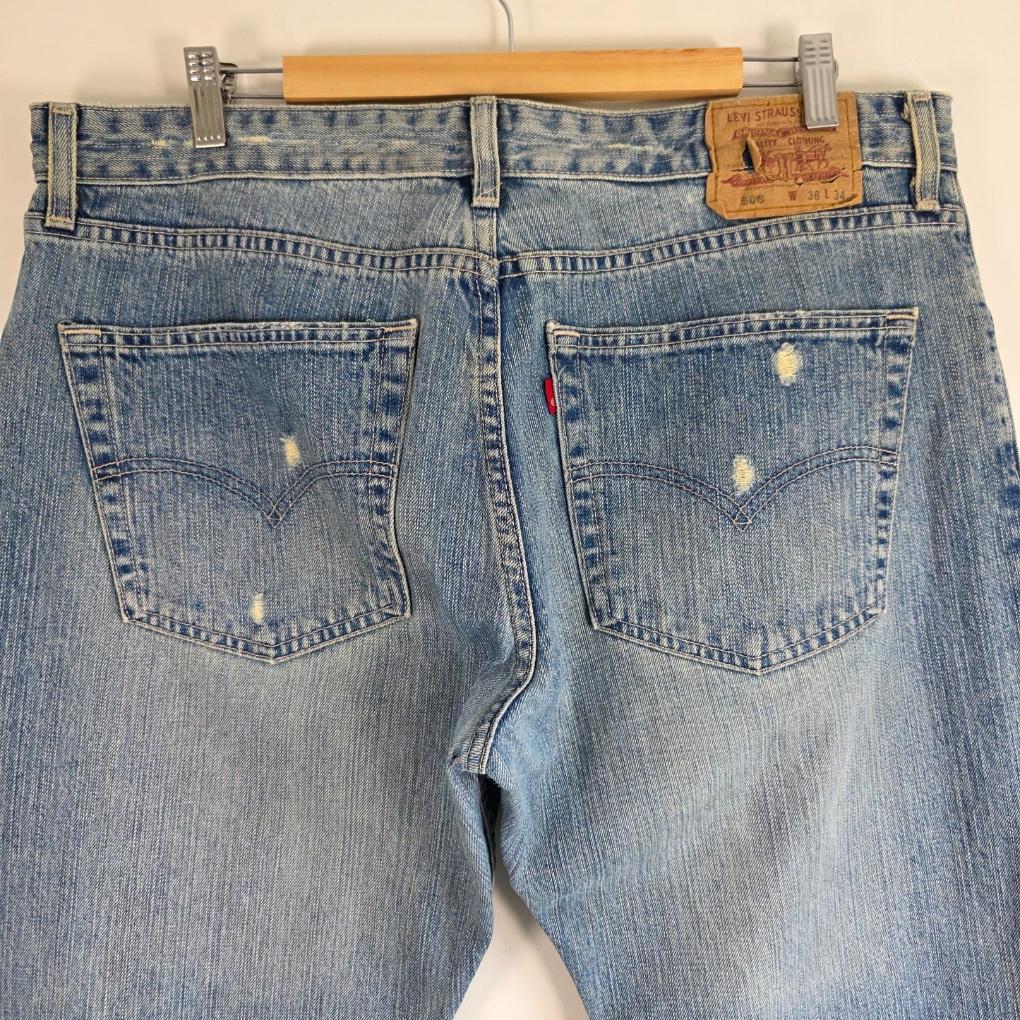 Levi’s 506 Jeans W38 L31 Blue Straight Leg Men’s Denim Distressed