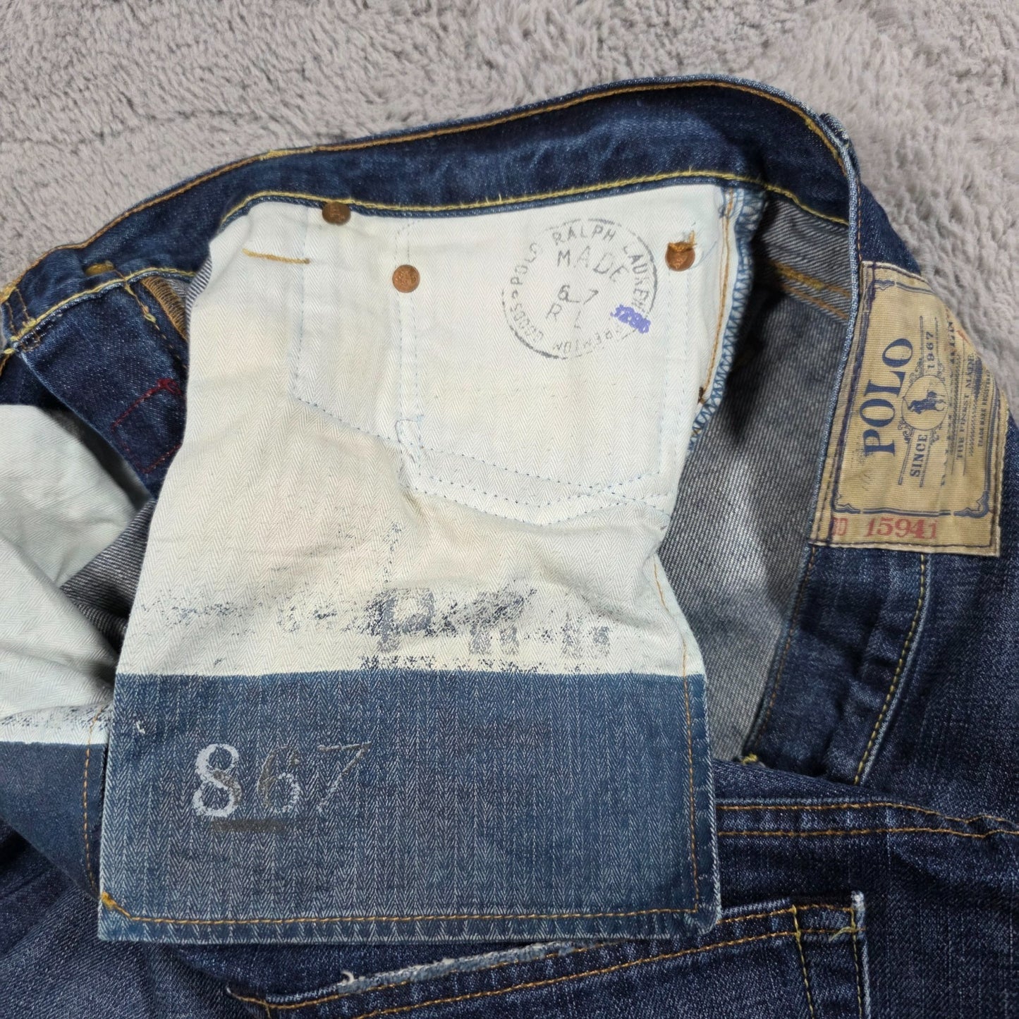 Polo Ralph Lauren 867 Classic Straight Blue Jeans W35 L32 Made in Mexico