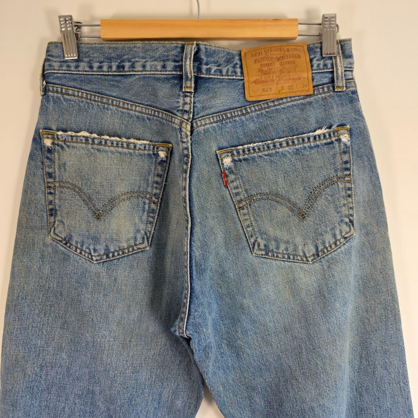 Levi’s 513 Jeans W31 L34 Blue Slim Straight Men’s Distressed Vintage Fade