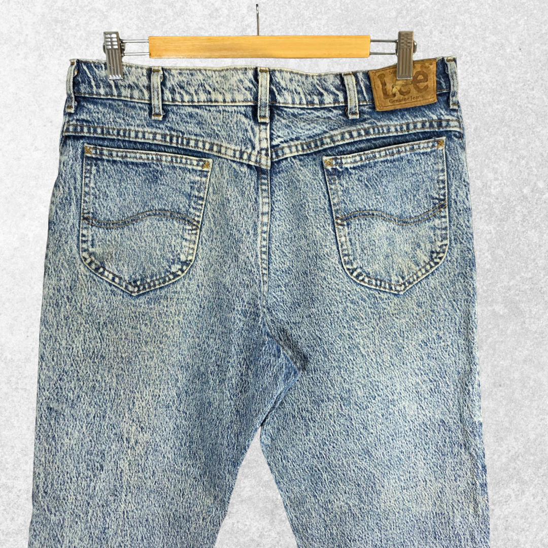Vintage Lee USA Made Straight Leg Jeans W35 L30 Blue Acid Wash Denim Men’s