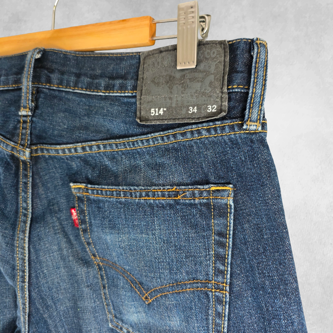 Levi’s 514 Straight Jeans Men’s W33 L31 Blue Clean Classic Denim Regular Fit