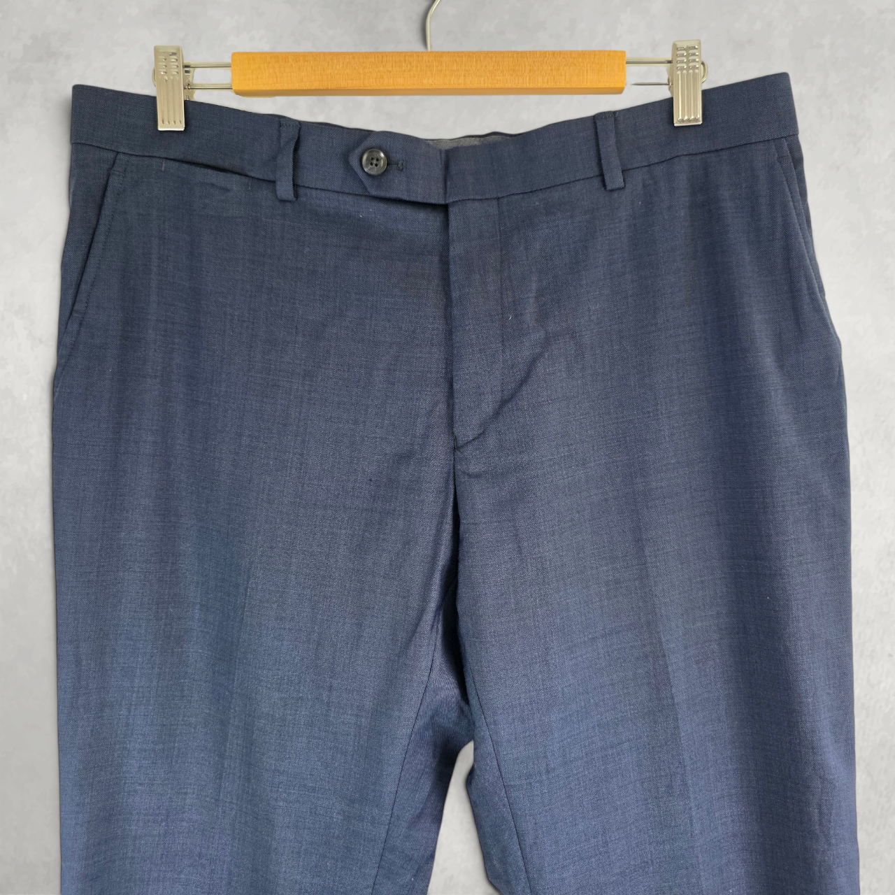 Tommy Hilfiger Men’s Wool Blend Dress Trousers Blue Smart Formal W34 L27.5