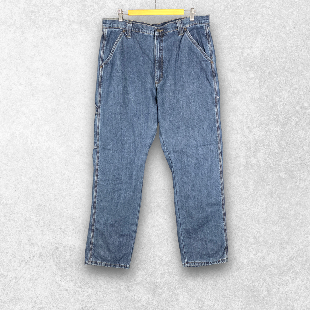 Wrangler Carpenter Jeans W36 L33 (W36 L34 Tag) Relaxed Fit Blue Fleece Lined Men