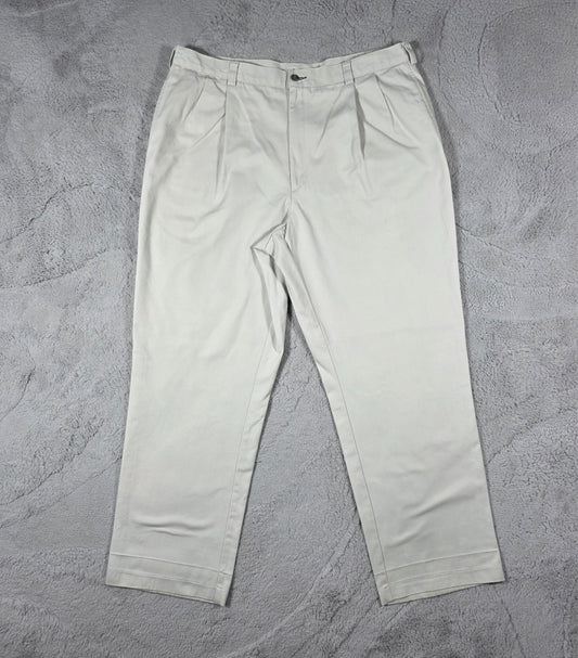 Vintage Tommy Hilfiger Beige Pleated Chinos Men’s Straight Fit W38 L30