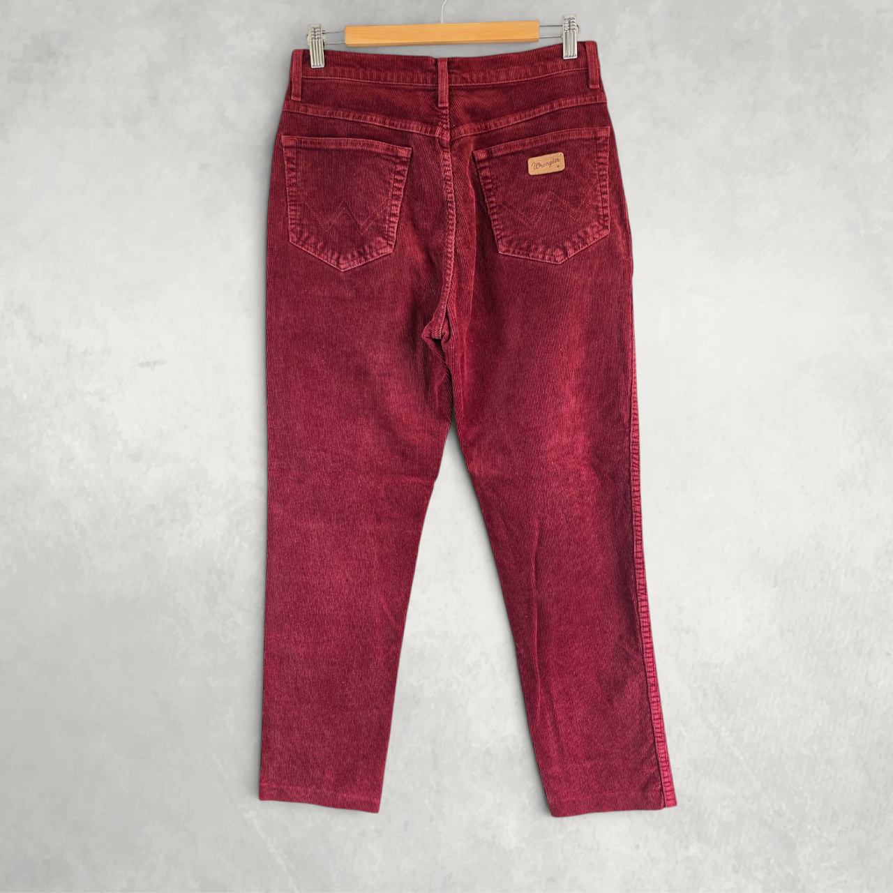 Wrangler Womens High Rise Corduroy Trousers Red Burgundy Straight Leg W30 L29