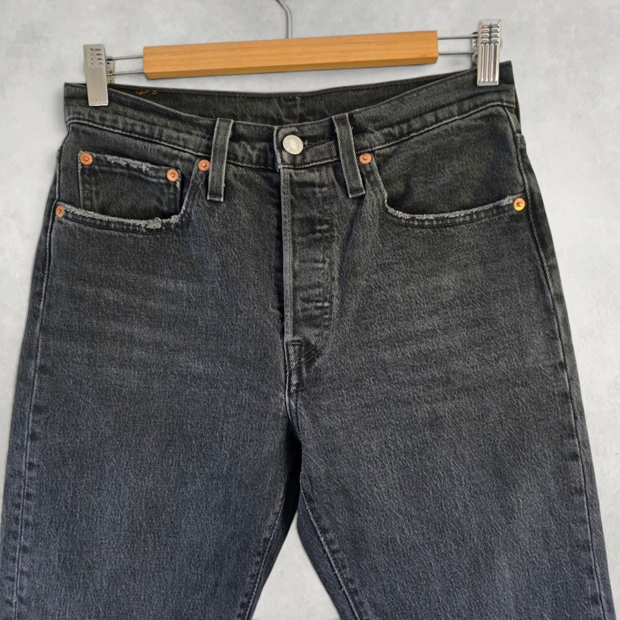 Levi’s 501 S Skinny Jeans W27 L28 Black Faded Stretch Denim Women’s High Rise