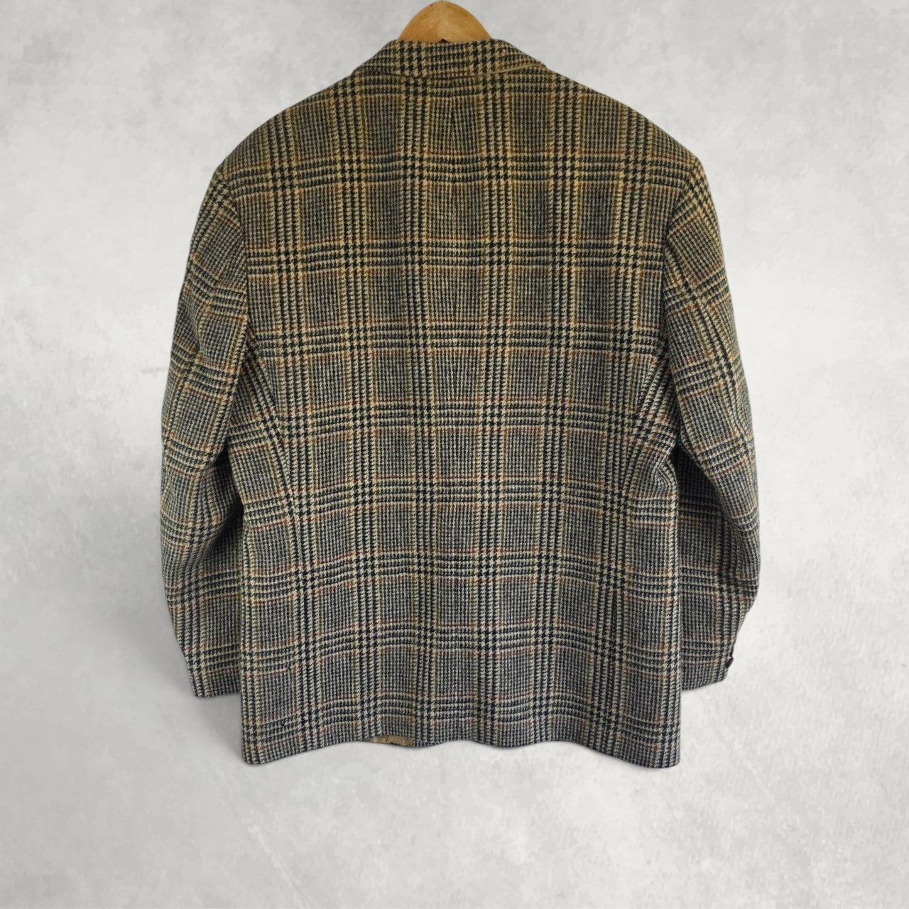 Vintage St Michael Wool Blazer Jacket Mens 42S Beige Check Tweed Smart Casual