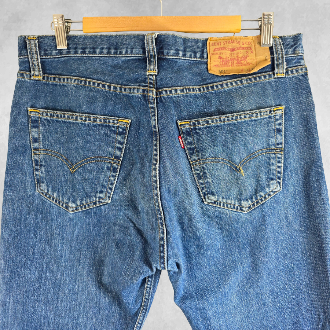 Levi’s 501 Jeans Men’s W34 L32 Blue Straight Leg Denim Button Fly
