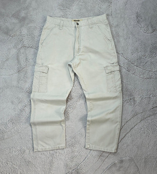 Wrangler Cargo Trousers Men’s Grey Straight Fit W33 L29 100% Cotton