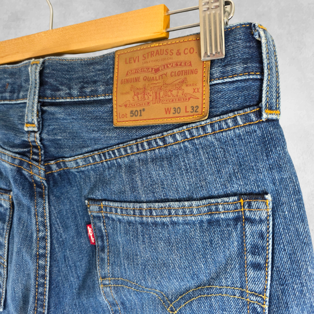 Levi’s 501 Jeans W30 L32 Blue Straight Fit Men’s Classic Denim Button Fly