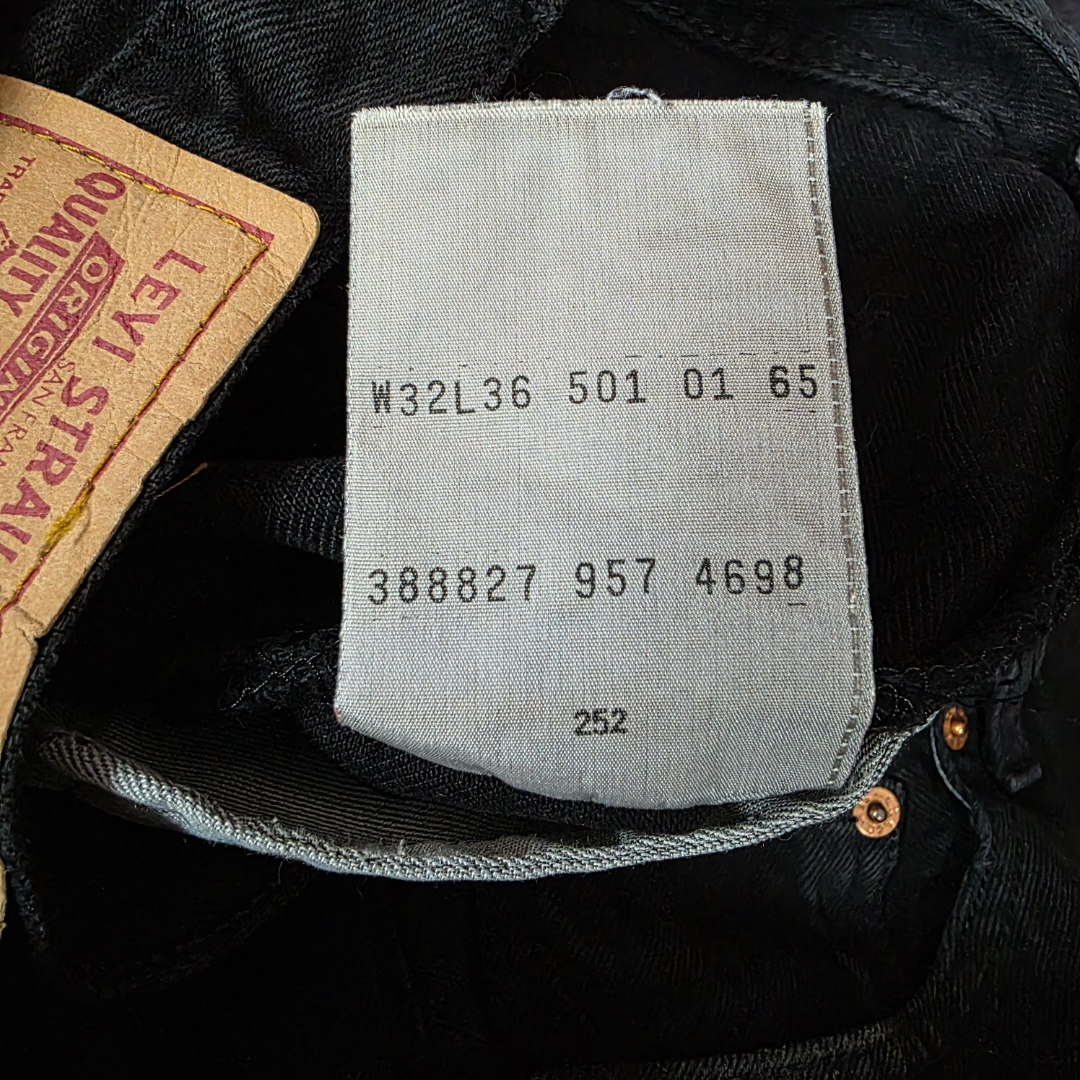 Vintage Levi’s 501 Jeans W31 L32 (Tag W32 L36) Black Button Fly Men’s