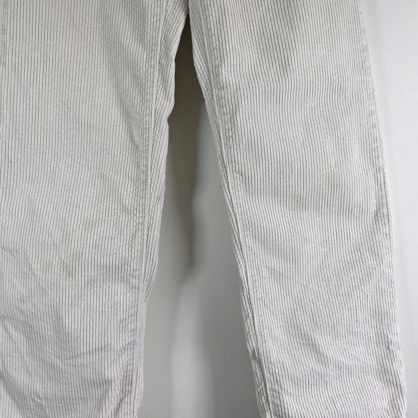 Levi's Ribcage Straight Corduroy Trousers Women's W25 L27 White Cream High Rise