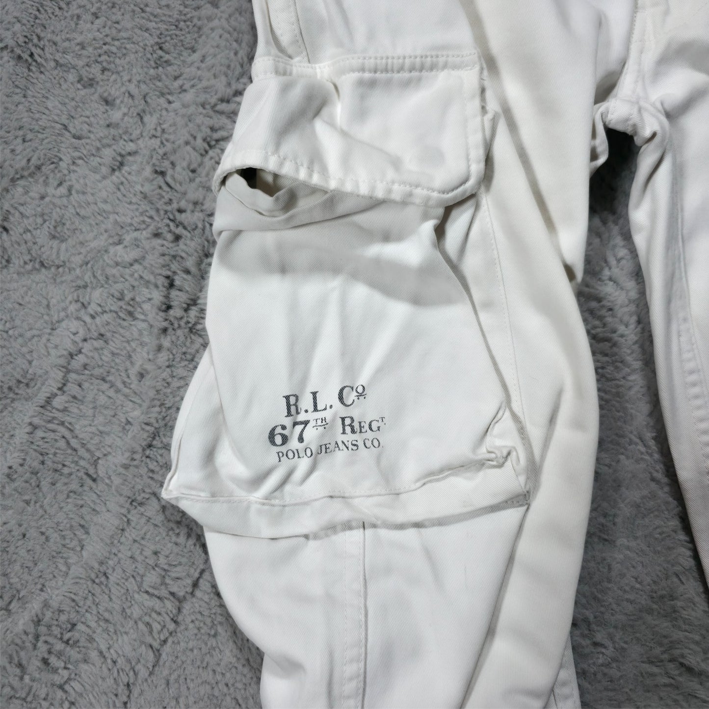 Polo Jeans Co. Ralph Lauren White Cargo Trousers W29 L26.5 Men’s – Y2K Style