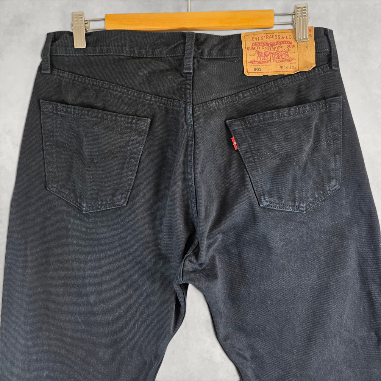 Levi’s 501 Jeans W34 (W36) L31 Black Straight Leg Button Fly Vintage