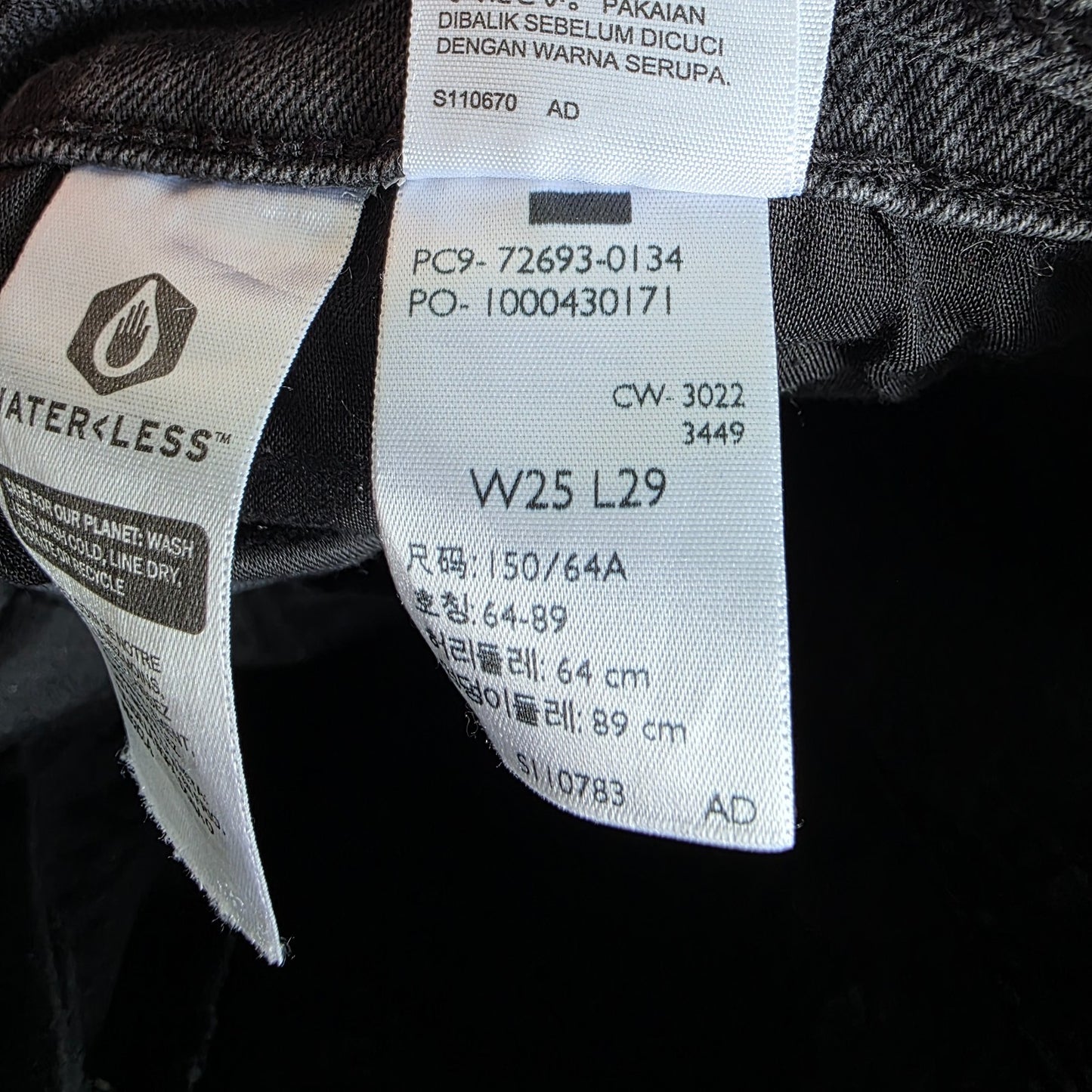 Levi's Ribcage Straight Ankle Jeans Women's W25 L29 Black Grey High Rise Stretch