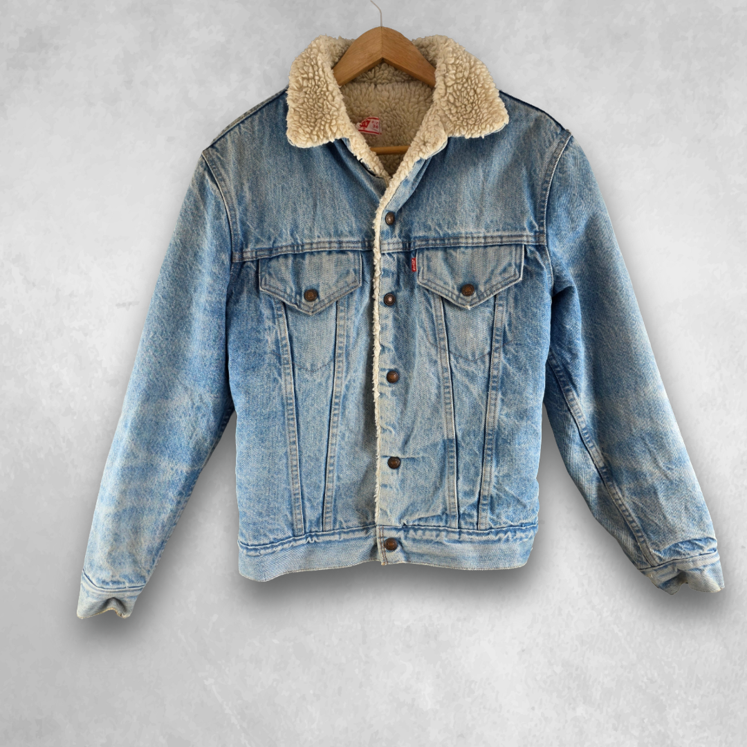 Levi's Sherpa Denim Jacket Men's S Blue Vintage Trucker Fleece Lined